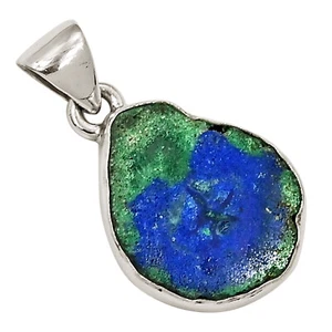 Natural Utah Azurite & Malachite Stalactite 925 Silver Pendant ALLP-27535 - Picture 1 of 1