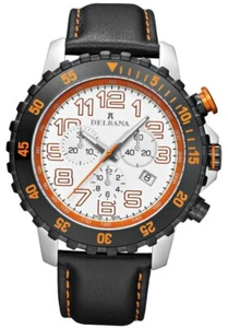 Delbana Men's 54601 Porto Chronograph Swiss Made Leather Band 46mm Watch  - Picture 1 of 12