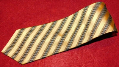 STAFFORD MADE IN U.S.A. GOLD/BLACK/WHITE STRIPED TIE - NECK TIES - DESIGNER TIES - Image 1 of 3