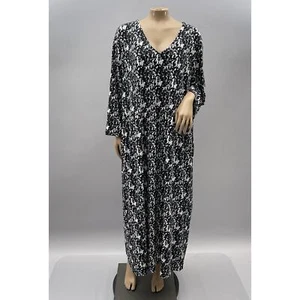 Ulla Popken Dress Women 28 / 30 Black Geometric Print Midi Jersey Stretch - Picture 1 of 10