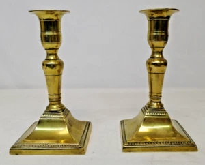 Antique Pair of Cast Brass Georgian Candlesticks 6 Inches Tall - Picture 1 of 13