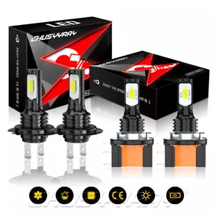 4x H15+H7 Combo LED Headlight Kit High Low Beam For Jaguar XE 2017-2018 2019 - Picture 1 of 12