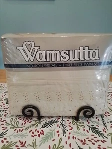 Vintage Wamsutta, New Old Stock Elfenbein Ösen 3 Stück Twin Sheet Set Hergestellt in den USA - Bild 1 von 11