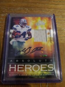Marion Barber 2007 ABSOLUTE HEROES Dallas Cowboys PATCH AUTO #D 07/50