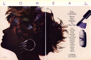 1987 L'oreal zazu cabello vintage moda 4 páginas anuncio de revista - Imagen 1 de 2