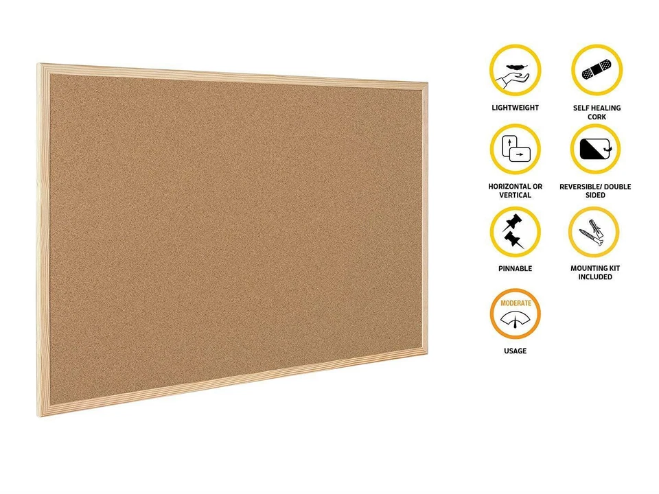 [Ref:MC010012010] BI-OFFICE Tableau en liège avec cadre en bois 400 x 300 mm