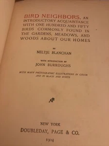 The Nature Library, Blanchan 1904 V1 Bird Neighbors HC Leather - Picture 1 of 10