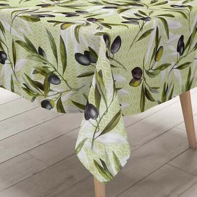 Wachstuch Tischdecke B5076-01 hellgrün Oliven mediterran eckig rund oval - Bild 1 von 4