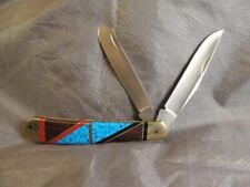 BUCK KNIFE DAVID YELLOWHORSE 314X TRAPPER TURQUOISE Back Brown