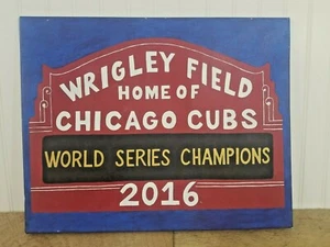 Wrigley Field Chicago Cubs World Series Champs 2016 handbemalte Leinwand 20" x 16" - Bild 1 von 12
