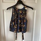 Pink Owl Halter Top Women’s Small Floral Blue Cute 