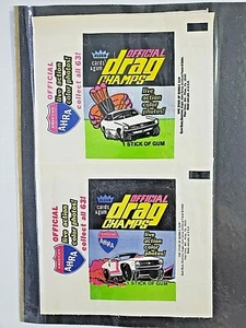 2 EX-MT Official Drag Champs 1972 Fleer Hot Rod AHRA NHRA Trading Card Wrappers - Picture 1 of 3
