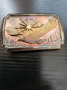 Fibbia per elt vintage in metallo con strass aquila calva.  - Foto 1 di 5