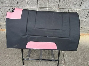 SADDLE PAD WESTERN BLACK NAVAJO SYNTHETIC PINK OSTRICH BARREL TRAIL BARREL - Picture 1 of 3