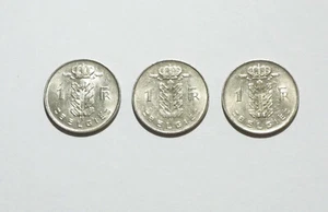 Belgium 1 Franc coins 1969, 1974, 1975 - Picture 1 of 2