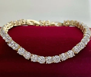 Luxus Tennis Armband Zirkonia Kristalle 585er Gold 14K vergoldet Damen 17-19cm - Bild 1 von 15