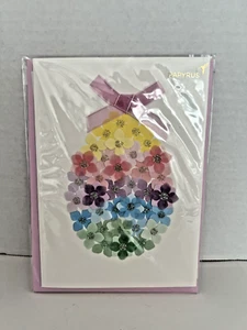 PAPYRUS Unique Greeting Card 3D Floral Spring Easter Egg Bow Purple Envelope - Picture 1 of 3