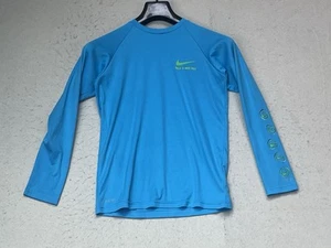 Nike Swim Shirt Kids Large Blue Dri Fit Long Sleeve Pro Compression Performance - Picture 1 of 11