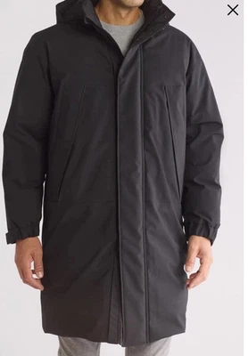 CHAQUETA PARKA DISCONTINUADA THEORY BOND M ABRIGO CON CAPUCHA MEZCLA POLIÉSTER LANA NEGRA Foto 1 de 3