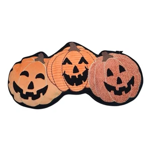 NEW Plush Trio Texture Jack-o-lantern Pumpkin Halloween Decorative Pillow 12x24 - Picture 1 of 4