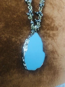 Lucky Brand Brass Plate Turquoise Drop Pendant Necklace - Picture 1 of 6