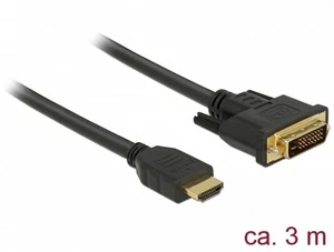 3x DELOCK Kabel HDMI > DVI 24+1 bidirektional 3.00m schwarz - Bild 1 von 1