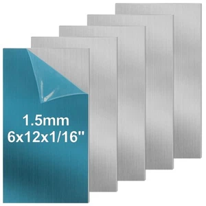5PCS 6061 Aluminum Sheet 6 x 12 x 1/16" (1.5mm) with Double Protective Film &... - Picture 1 of 7
