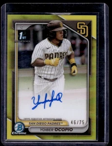 Autógrafos Bowman Chrome Prospect 2024 refractor amarillo Yoiber Ocopio automático 46/75 - Imagen 1 de 2