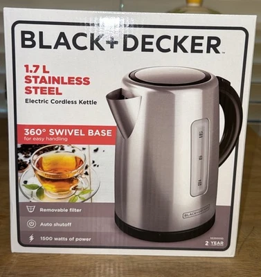 BLACK+DECKER 1.7L Cordless Electric Kettle, Premium Texture, Water Window, Rapid - Image 1 of 4