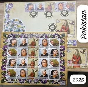 Pakistan 2025. International Women's Day Stamps FDC. SS. Birds, Costume, Art - Picture 1 of 5