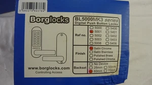 Borg Locks BL5000MK3 Series 60mm Digital Push Button Locks Satin Chrome 5001 - Picture 1 of 4