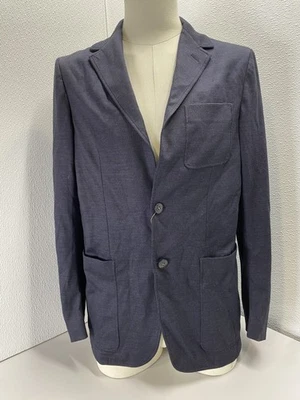 Canali Mens Kei Unstructured Wool, Silk & Linen Blend Blazer Size S (36 ) Navy - Image 1 of 4