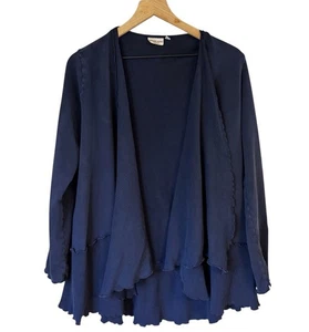 Prairie Baumwolle marineblau kaskadenoffene Langarm Strickjacke Pullover Gr. Small - Bild 1 von 6