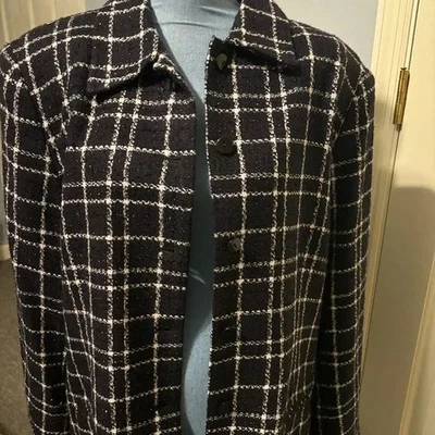 CHAQUETA/BLAZER SAG HARBOR DAMAS TALLA 18 MANGA LARGA BLANCO Y NEGRO METALIZADO THRE Foto 1 de 3