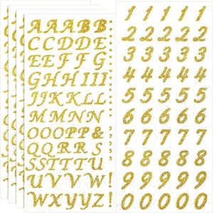 5 Fogli Adesivi Tappo Laurea Decorazione Glitter Alfabeto Lettera Oro - Foto 1 di 7