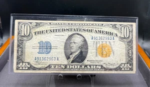 Series 1934 A US $10 Silver Certificate Yellow Seal - Picture 1 of 2
