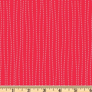 Cherry Patch Red Stitched Stripe Cotton Fabric Sale 5708 R Fabric by half yd - Picture 1 of 2