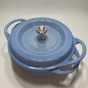 Pentola da Forno Vermicolare Tonda 22cm 3,5L Blu Perla Senza Acqua Cottura Smalto Fuso - Foto 1 di 8