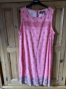 Next Sleeveless Linen Summer Dress Size 14 - Picture 1 of 5
