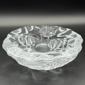 Vintage MCM ORREFORS Walnut 3 Section Light Candle Holder Votive Glass - Picture 1 of 8