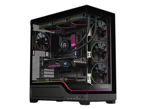 DIYPC IDX5-BK-ARGB Black Dual USB3.0/Type C Tempered Glass ATX Gaming Computer - Picture 1 of 5