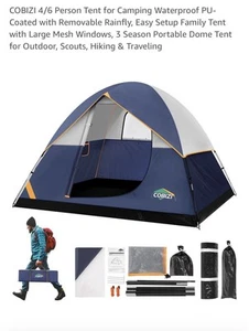 4 Person Backpacking Tent Easy Setup Waterproof Windproof + Removable Rainfly - Picture 1 of 8