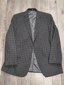 44L Men's Haggar Blazer Checkered Gray Classic Fit 2 Button Sport Coat - Picture 1 of 8