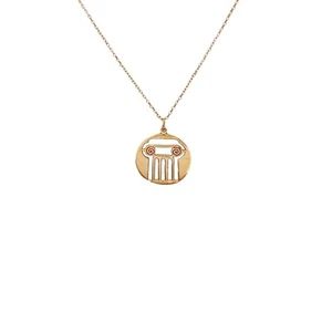 9K Solid Yellow Gold Ionic Column Pendant Necklace Greek Ancient Architecture - Picture 1 of 5