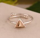 925 Silver & Gold Stackable Pyramid Ring Geometric Shape Women Jewelry Gift