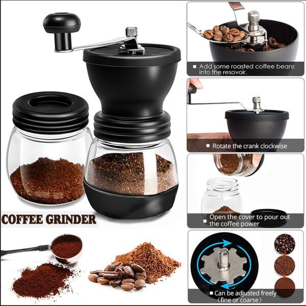 Manual Coffee Bean Grinder Adjustable Coarseness Ceramic Hand Held Mill Maker UK Photo Related