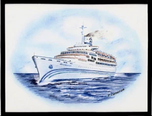 Original Art Work...ss ISLAND BREEZE. Dolphin Cruise Line.. cruise ship - Picture 1 of 1