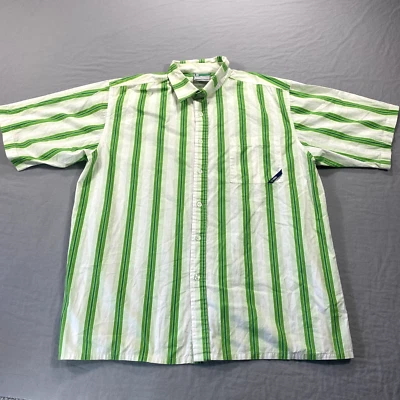 VINTAGE South Pole Shirt Mens XL Green White Striped Button Up Hip Hop Y2K * - Image 1 of 4
