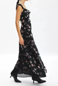 NWT FOR LOVE & LEMONS AIGRETTE FLORAL VELVET BURNOUT MAXI DRESS, SZ L - Picture 1 of 10