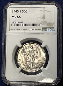 1945-S Mezzo dollaro Walking Liberty NGC MS66 GEMMA! - Foto 1 di 2
